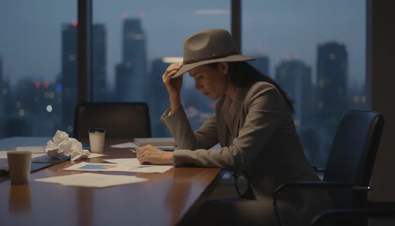 Illustration of have a brick in one's hat: To feel confused or dazed.