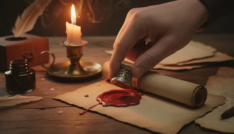 Illustration of signet: A ring with a symbol used for sealing.
