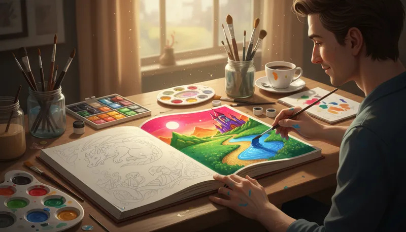 Illustration of illustrator: A person who creates images for books.