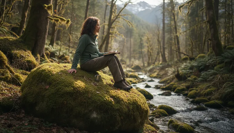 Illustration of mossy: Covered with green, soft moss or similar plants.