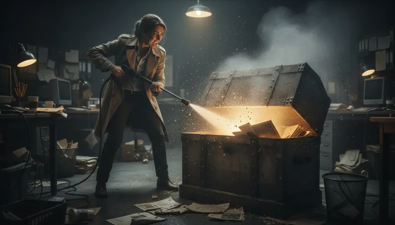 Illustration of blow the lid off: reveal shocking information.