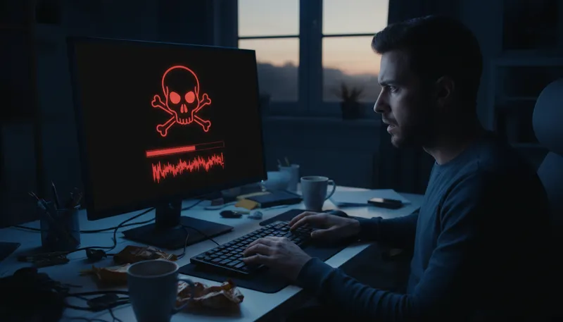 Illustration of ransomware: Malware that demands payment to unlock data.