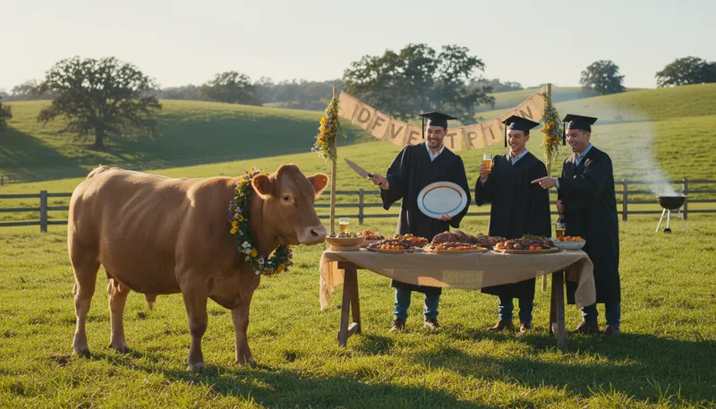 Illustration of kill the fatted calf: Celebrate a significant occasion.