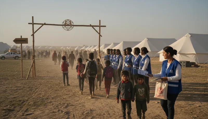 Illustration of iom: International Organization for Migration focused on migration.