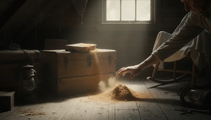 Illustration of turn to dust: To disintegrate completely; become powder.