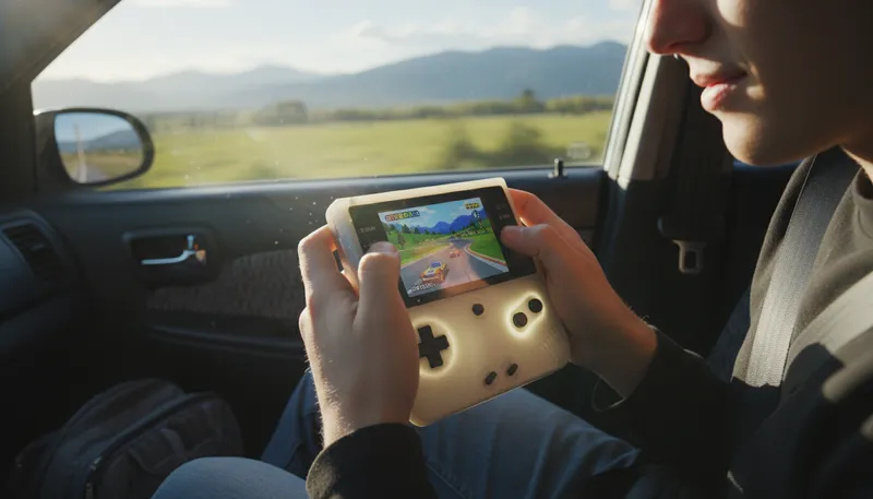 Illustration of handheld: Small enough to be held in one hand.