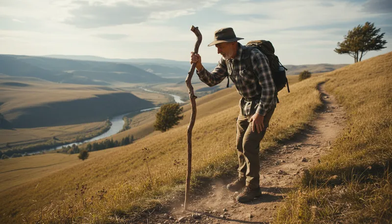 Illustration of staff: walking stick used for support