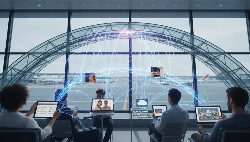 Illustration of middleware: Software that connects different applications or services.