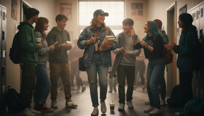 Illustration of down with the kids: In touch with youth culture and trends.