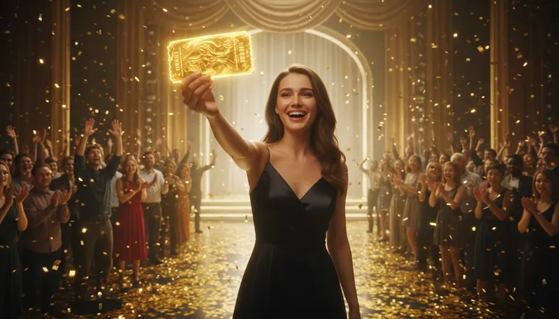 Illustration of golden ticket: a special opportunity or chance.