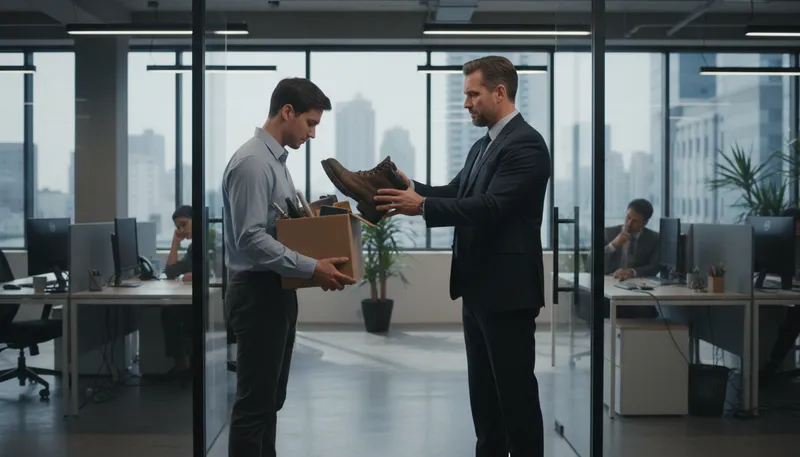 Illustration of give someone the boot: to dismiss someone from a job or situation