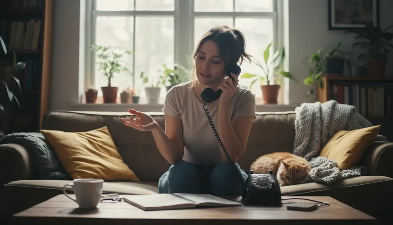 Illustration of ring up: to call someone on the phone.