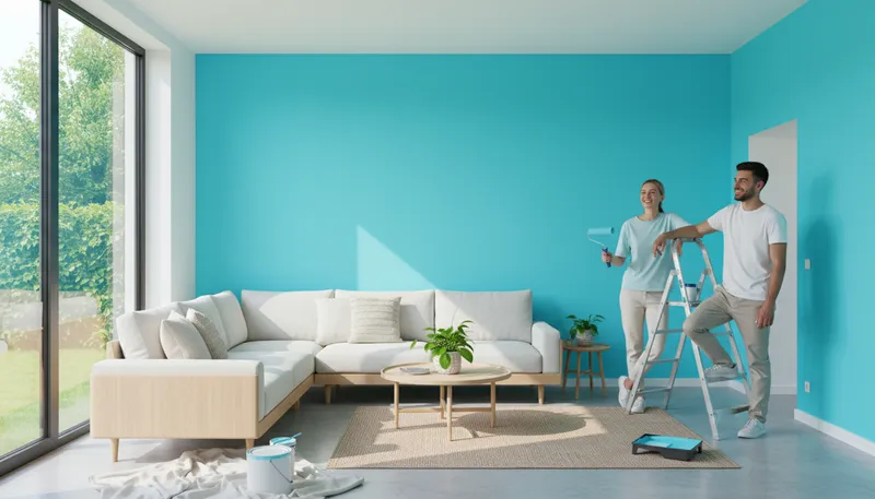 Illustration of cyan: A greenish-blue color often used in design.