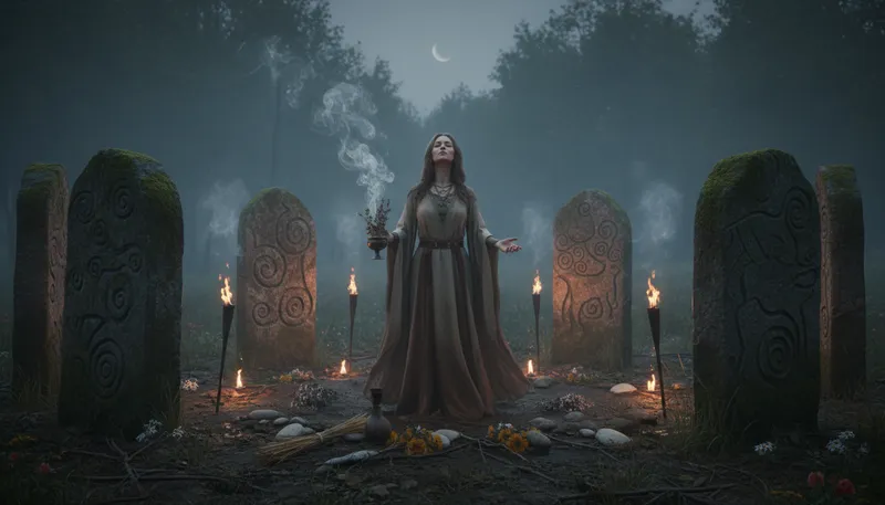 Illustration of paganism: A religious belief system outside of main religions.