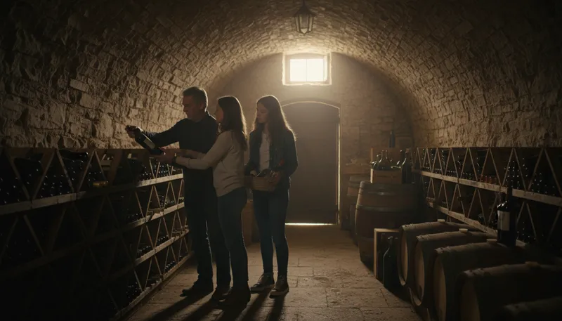 Illustration of cellar: a room below ground level for storage.