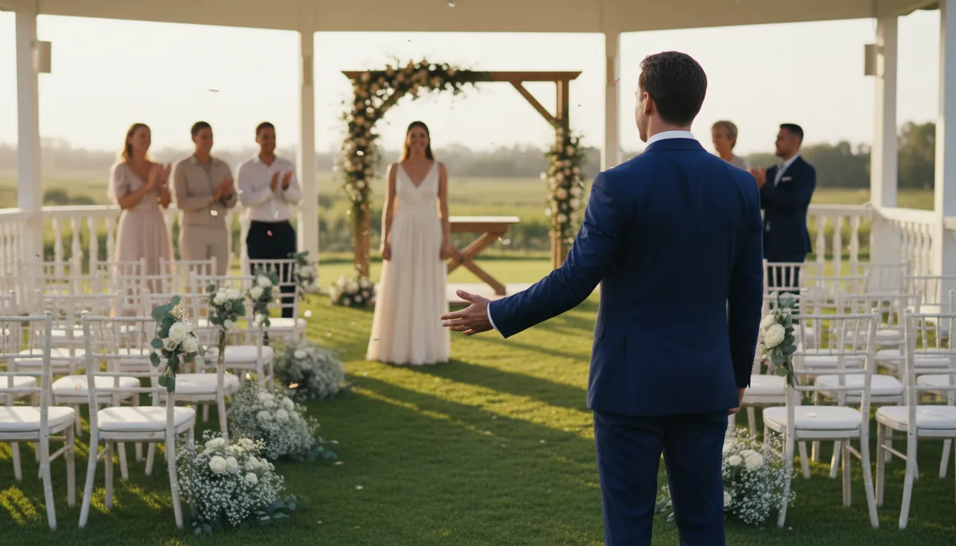 Illustration von lead someone to the altar: to guide someone to marriage.