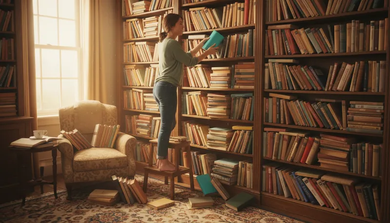 Illustration of bookcase: A piece of furniture for books.