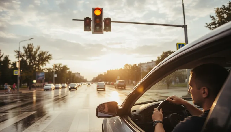 Illustration of amber light: a caution signal, often in traffic