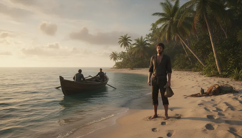 Illustration of maroon: to abandon someone on a deserted island