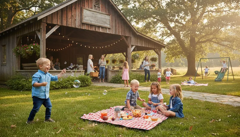 Illustration of grange: A farm or agricultural community space.