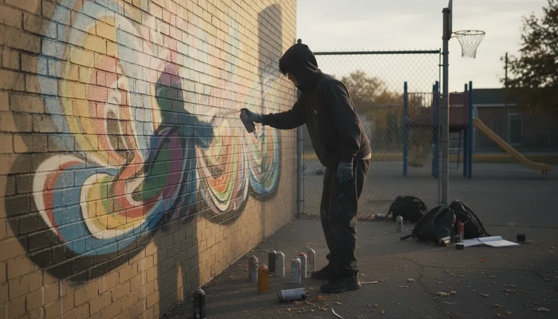 Illustration of vandal: a person who destroys property on purpose