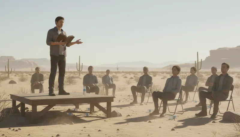 Illustration of preach in the desert: To speak to an uninterested audience.