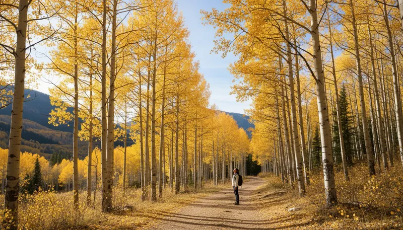 Illustration of aspen: A type of tree with white bark and leaves.