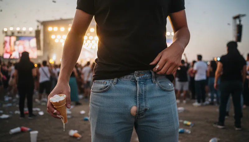 Illustration of cream in one's jeans: to feel excitement or pleasure.