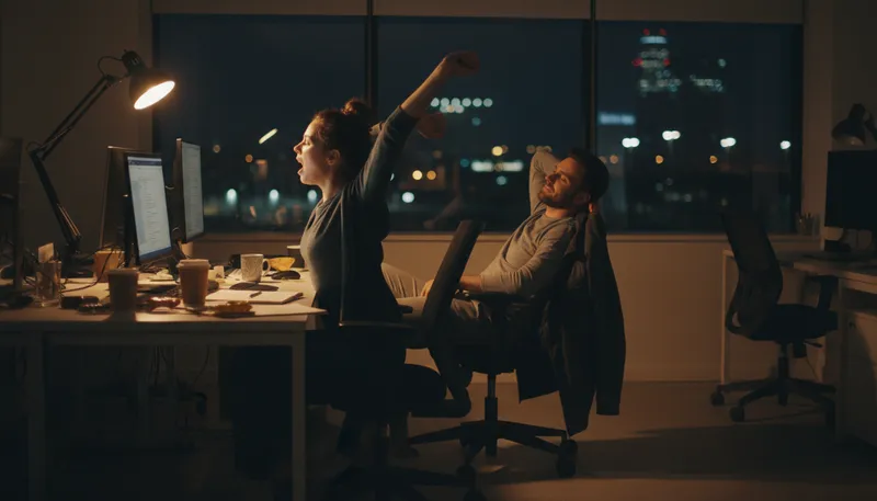 Illustration of call it a night: decide to stop working for the night