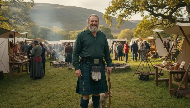 Illustration of highlander: A person from the Scottish Highlands.