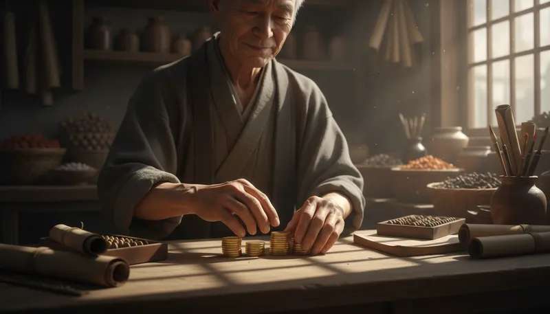 Illustration of ryo: A traditional Japanese currency unit.