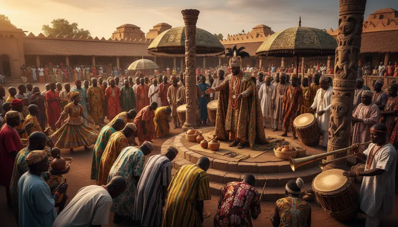 Illustration of oba: A title for a king or chief in Nigeria.