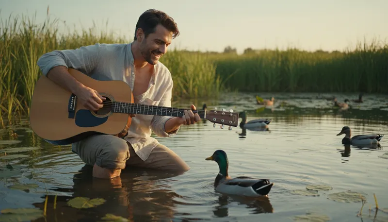 Illustration of like a duck takes to water: Easily adapting to a new situation.