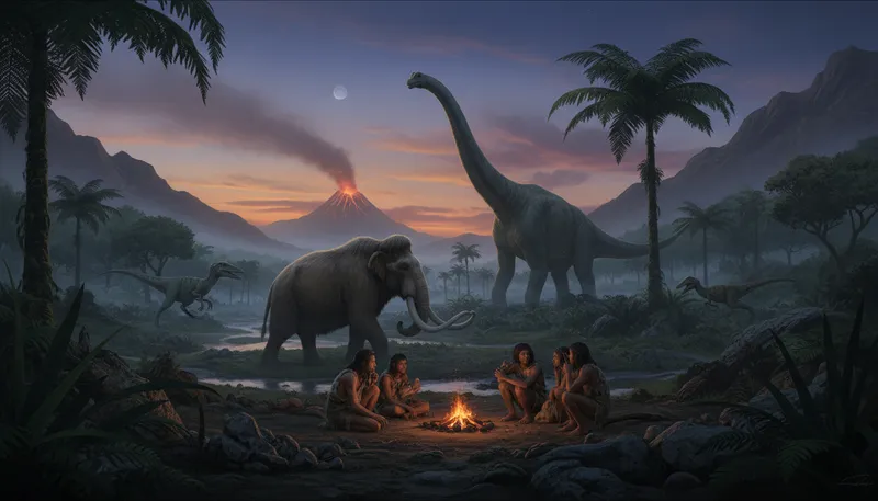 Illustration of prehistory: The time before written records.