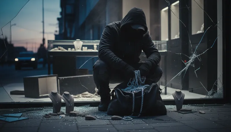 Illustration of robb: To steal from someone using force.