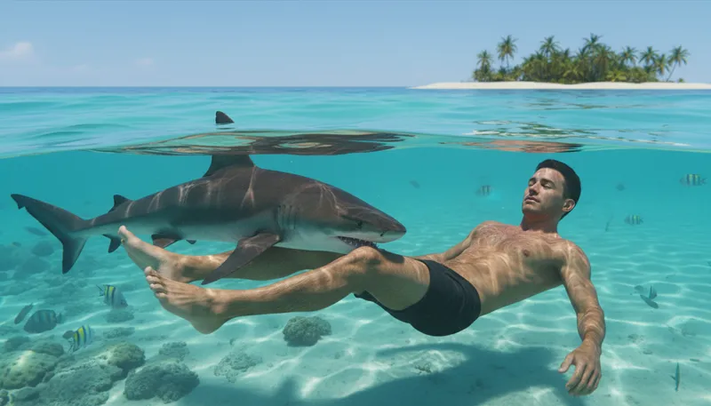 Illustration of wouldn't shout if a shark bit him: very quiet or reserved.