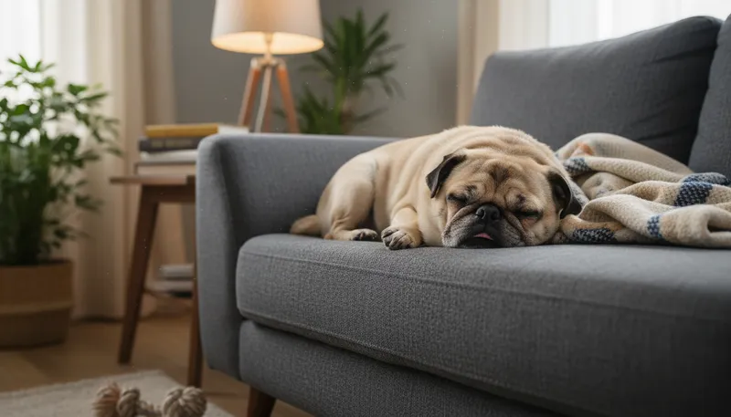 Illustration of pug: a small breed of dog with a wrinkled face