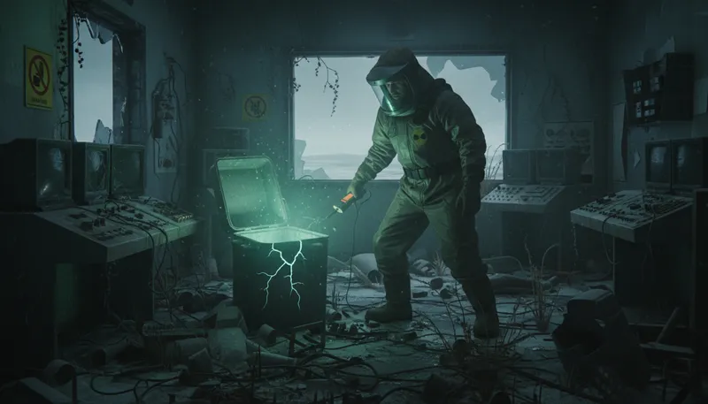 Illustration of radioactivity: The release of energy from unstable atoms.