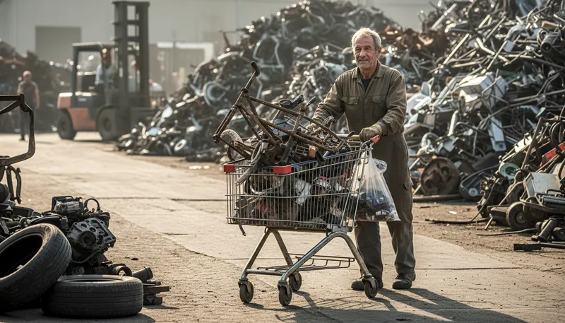 Illustration of scrap: Waste material or discarded pieces.