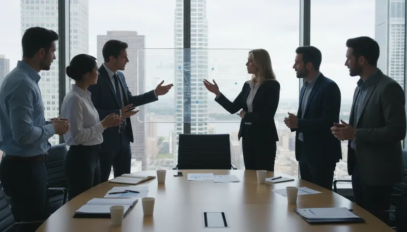 Illustration of businesspeople: Individuals engaged in commerce or trade.