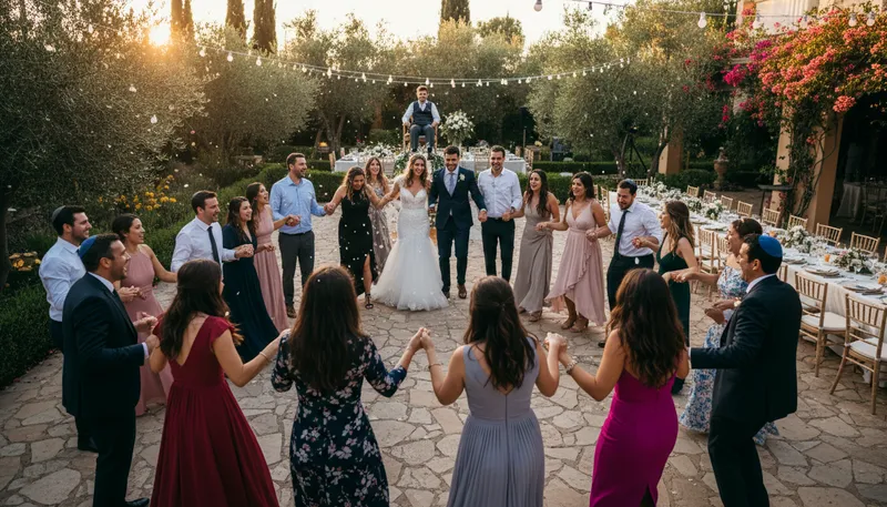 Illustration of hora: A traditional dance in a circle.