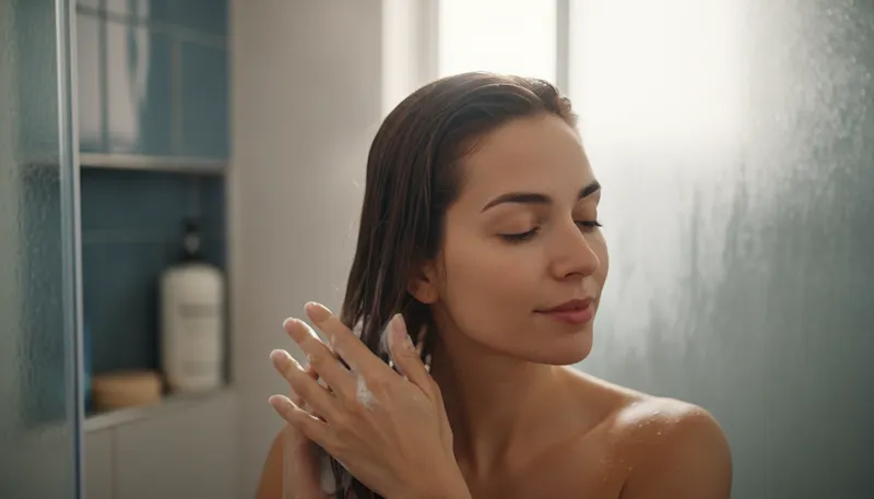 Illustration of conditioner: A product for improving hair texture.