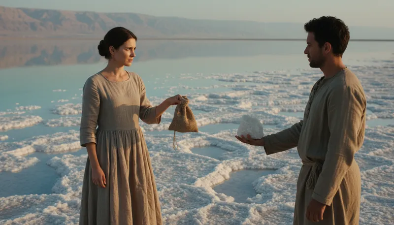 Illustration of with all the salt in the dead sea: with a lot of skepticism or doubt