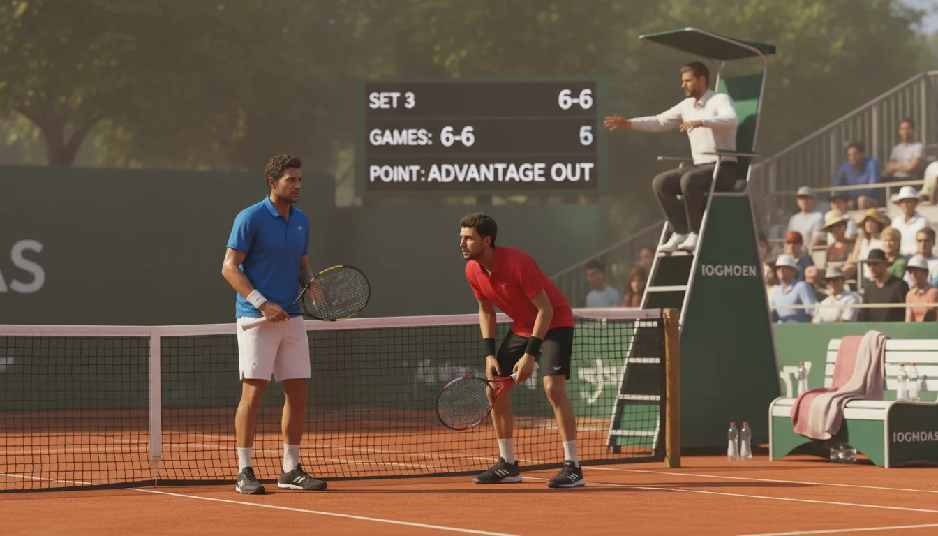 deuce 的插圖：a tie score in tennis