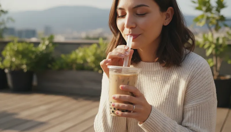 Illustration of boba: Tapioca pearls often found in bubble tea.