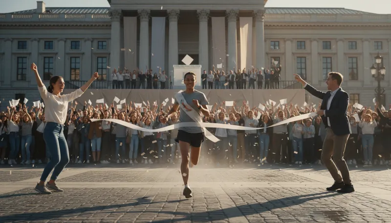 Illustration of frontrunner: the leading candidate in a race.