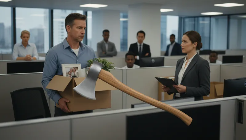 Illustration of give the axe: To terminate someone's job or position.