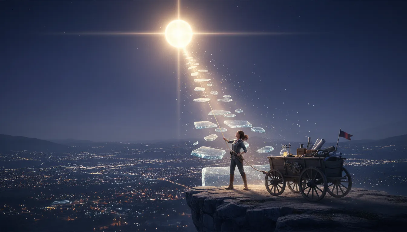 Иллюстрация hitch one's wagon to a star: Aspire to achieve great things.