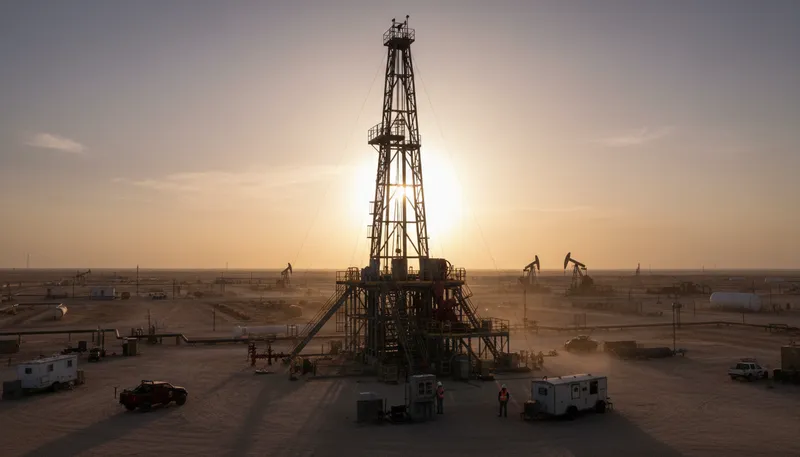 Illustration of derrick: framework over an oil well