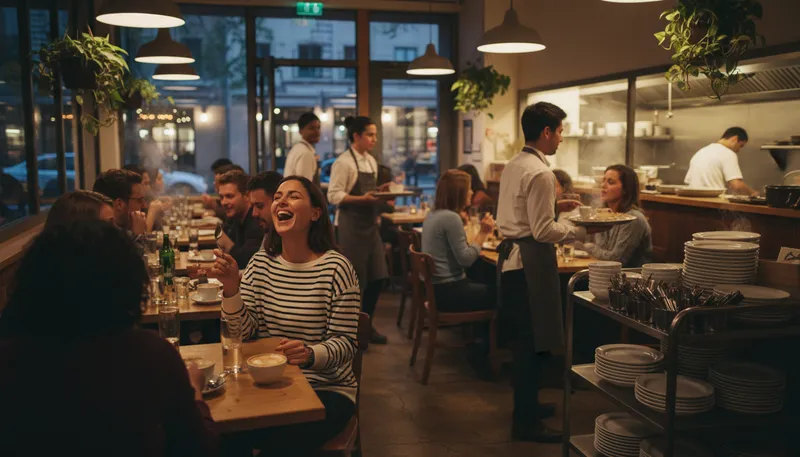 Illustration of eatery: A place where meals are served to customers.